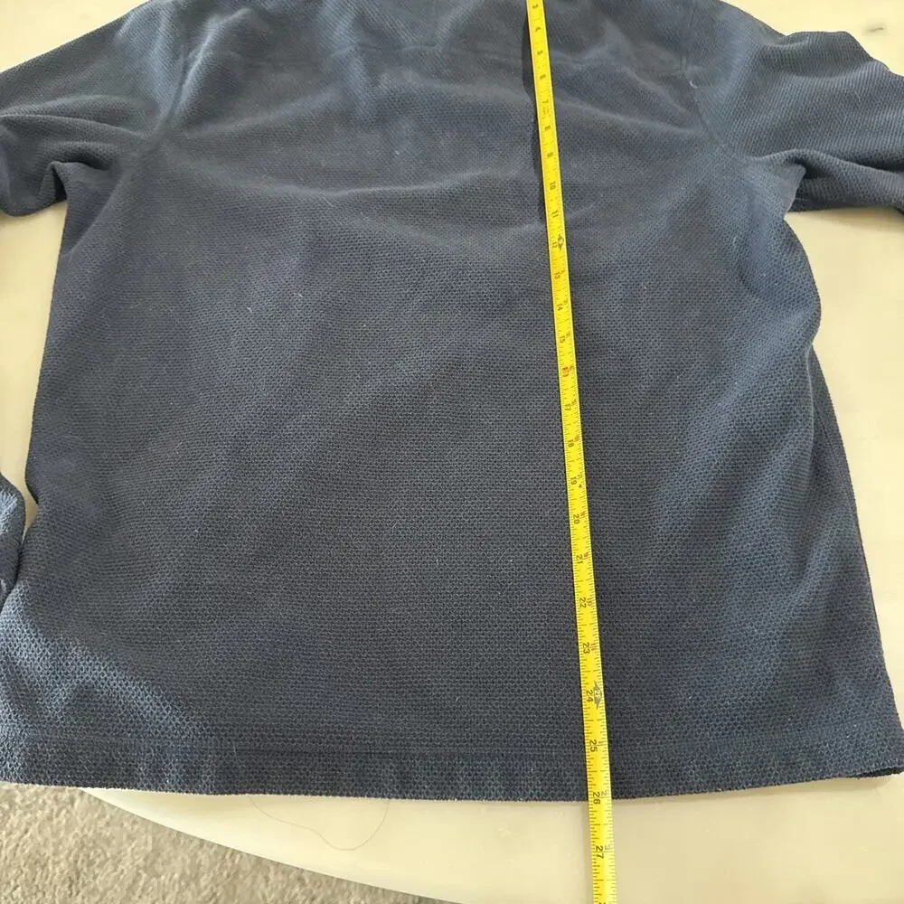 The North Face Mens Waffle Knit Quarter Zip Fleece Pullover Navy Blue Medium